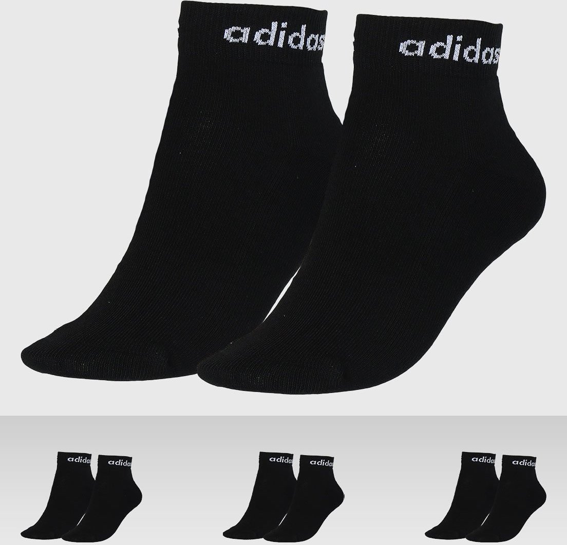 Kit 3pçs Meia adidas Performance Cano Baixo Logo Linear Preta