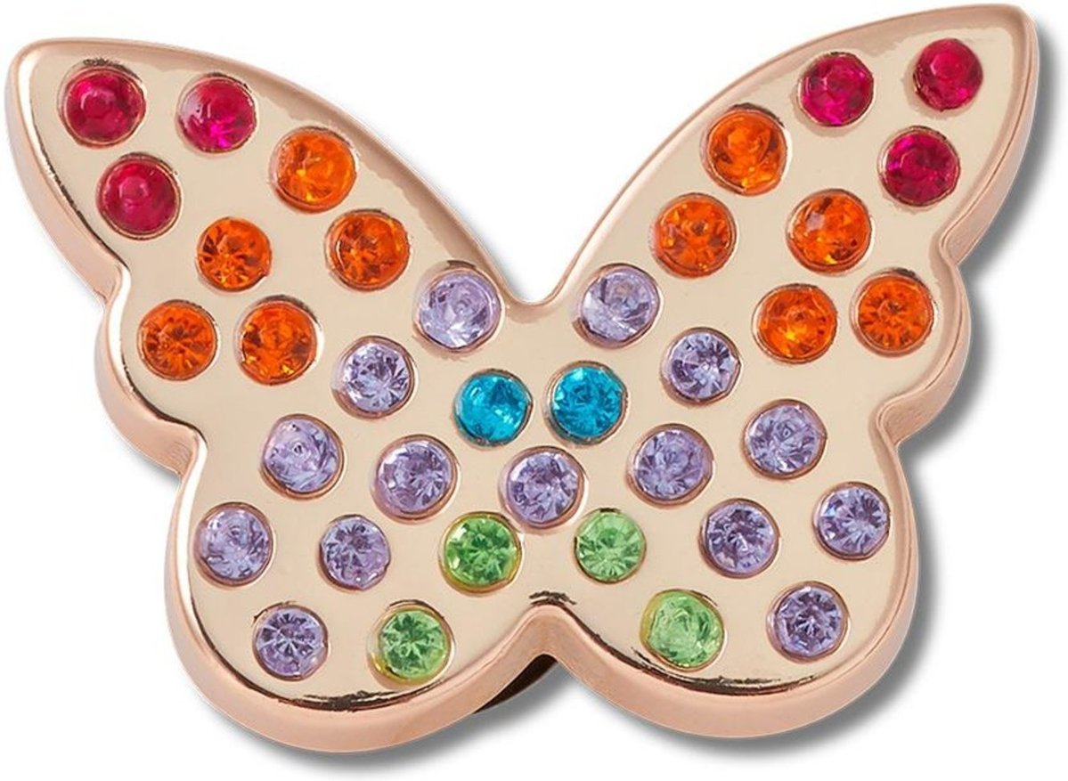 Infantil - Jibbitz™ borboleta dourada incrustada arco-íris unico