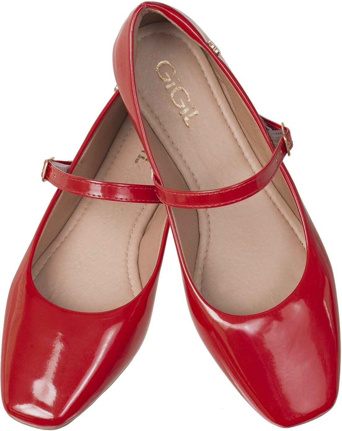 Sapatilha Bico Quadrado GiGiL Boneca Sapatinho Vermelho