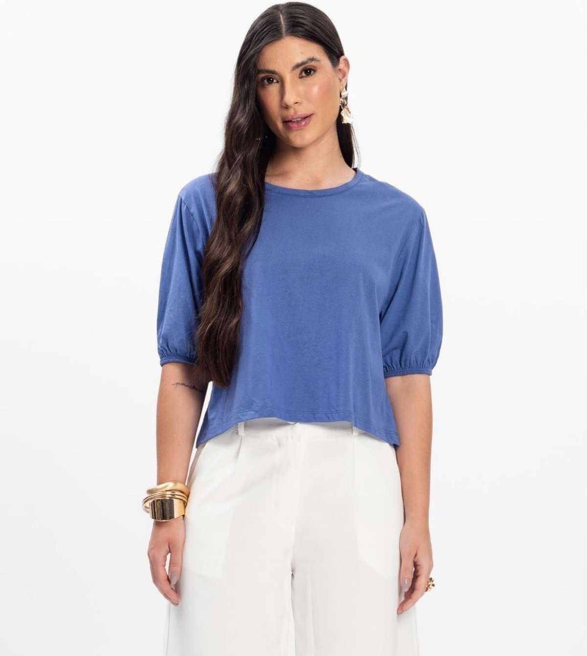 Imagem principal Blusa Manga Camponesa Feminina Rovitex azul Rovitex azul