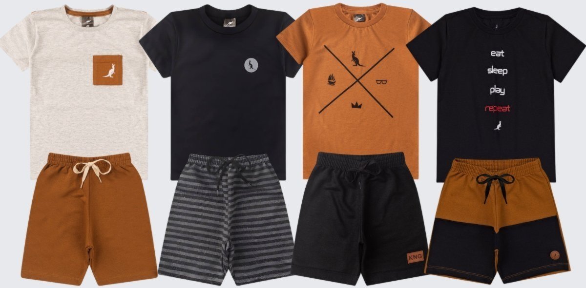 Imagem principal Infantil - Conjunto Menino Verão Kit 4 Peças - 2 Conjuntos Sortidos ROSA AZUL KIDS multicolorido ROSA AZUL KIDS multicolorido