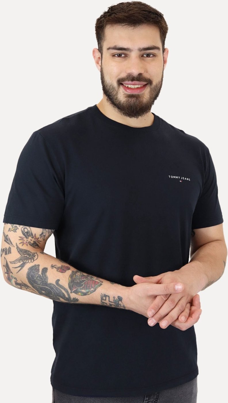 Imagem principal Camiseta Tommy Jeans Masculina Slim Linear Chest azul marinho Tommy Jeans azul marinho