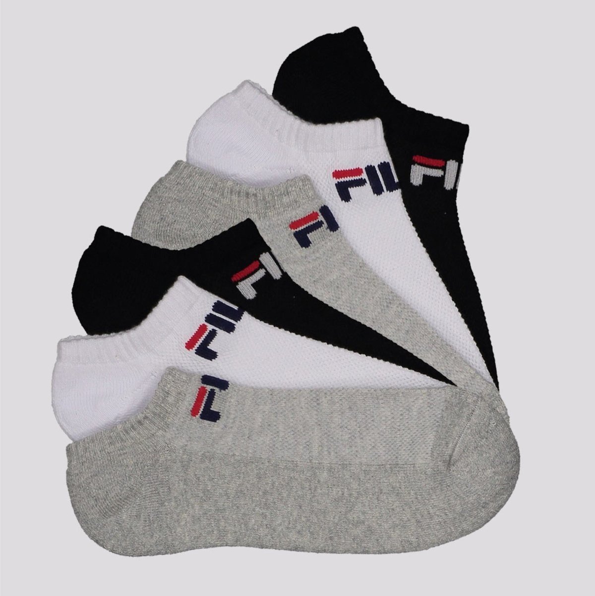 Kit Meia Fila Light 6 Pares Cano Curto Branca e Preta