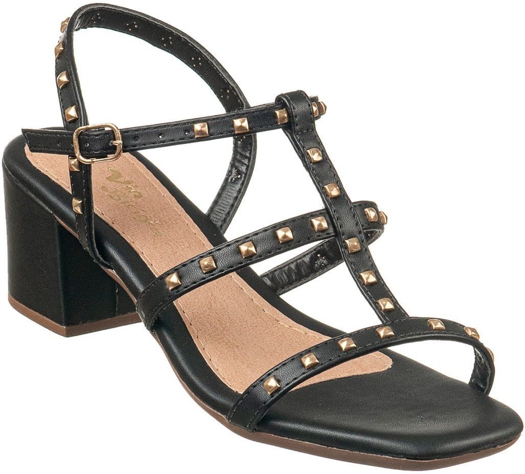 Sandália Feminina Salto Bloco Grosso com Spike Via Birigui