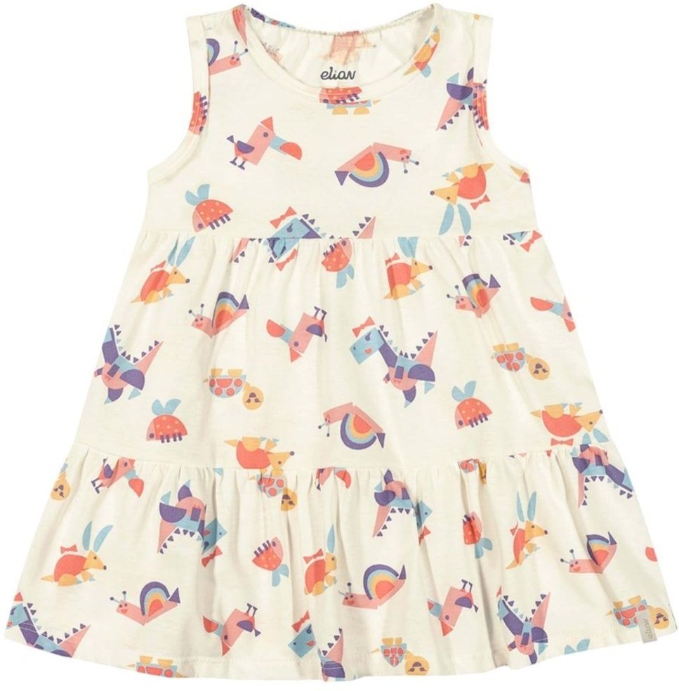 Imagem principal Infantil - Vestido Menina Bichinhos Coloridos Elian bege Elian bege