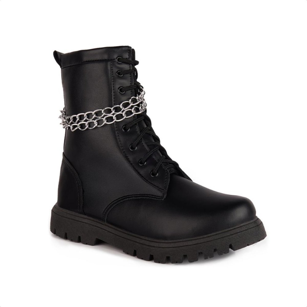 Imagem principal Infantil - Bota Coturno Cano Alto Com Corrente Menina Fashion preto Menina Fashion preto