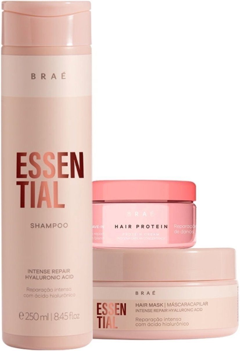 Imagem principal Kit Braé Essential Shampoo Máscara e Hair Protein (3 produtos) multicolorido BRAÉ multicolorido