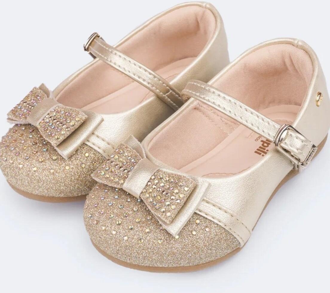 Imagem principal Infantil - Sapato Pampili Mini Angel Laço Duplo Strass Glitter 18 PKT dourado PKT dourado