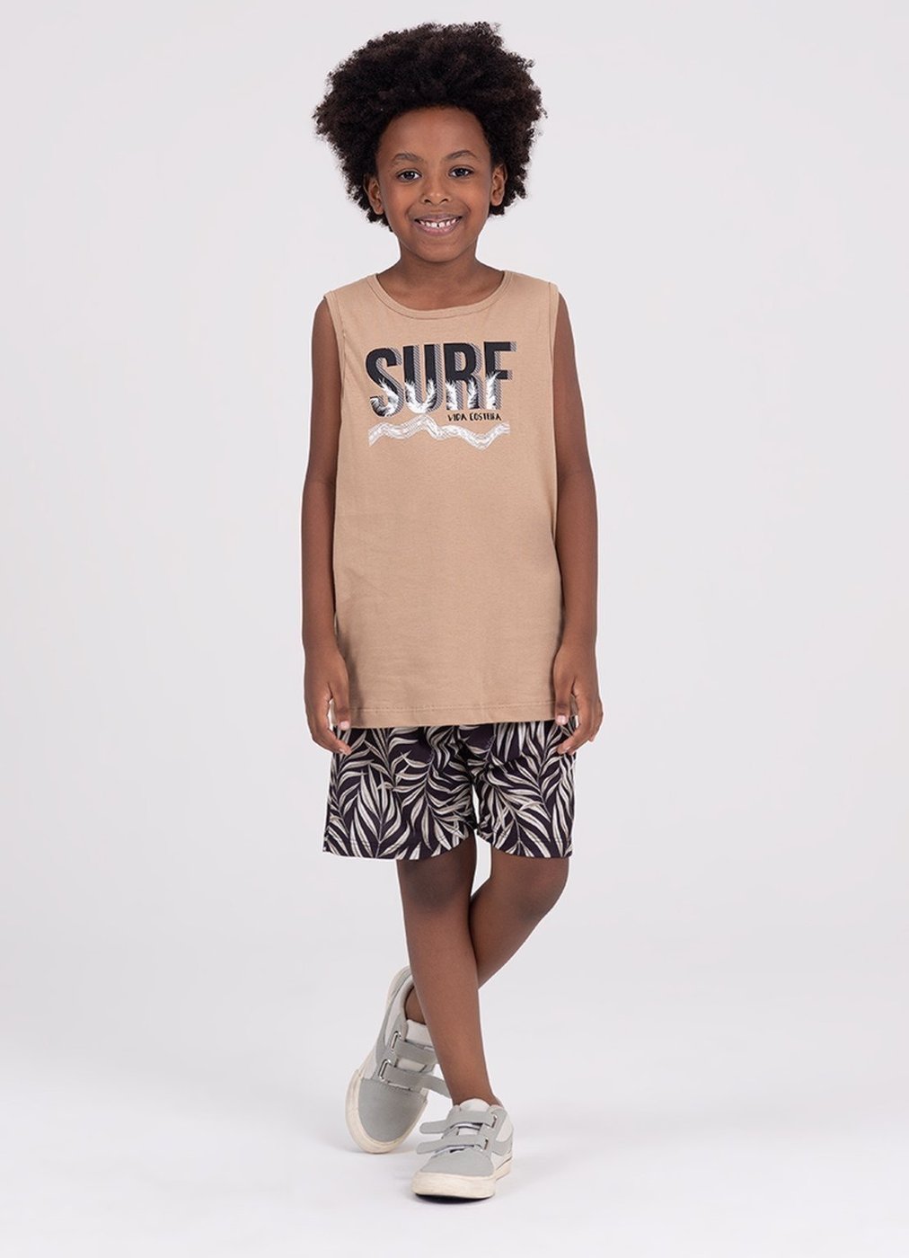 Imagem principal Infantil - Conjunto Regata Sublimado Surf VIDA COSTEIRA bege VIDA COSTEIRA bege