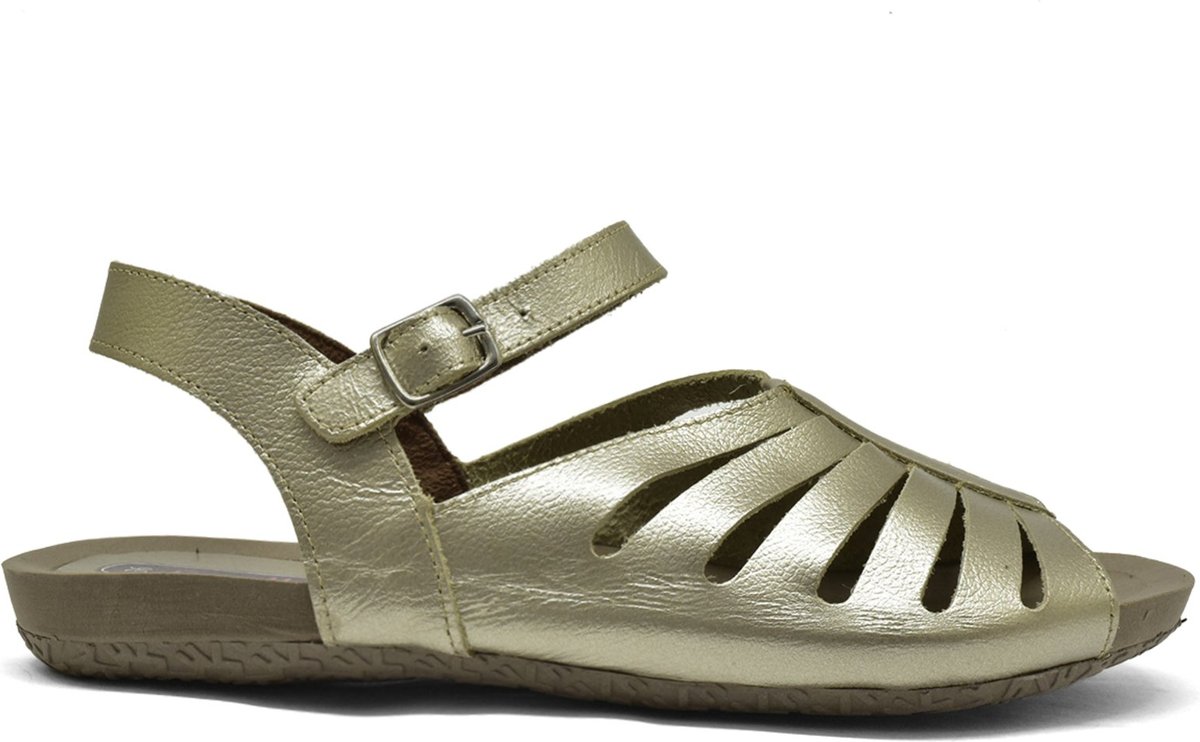 Imagem principal Sandália Rasteira Serella Fechada Conforto Em Couro Fácil Calce Dia A Dia 6010 dourado Serella dourado