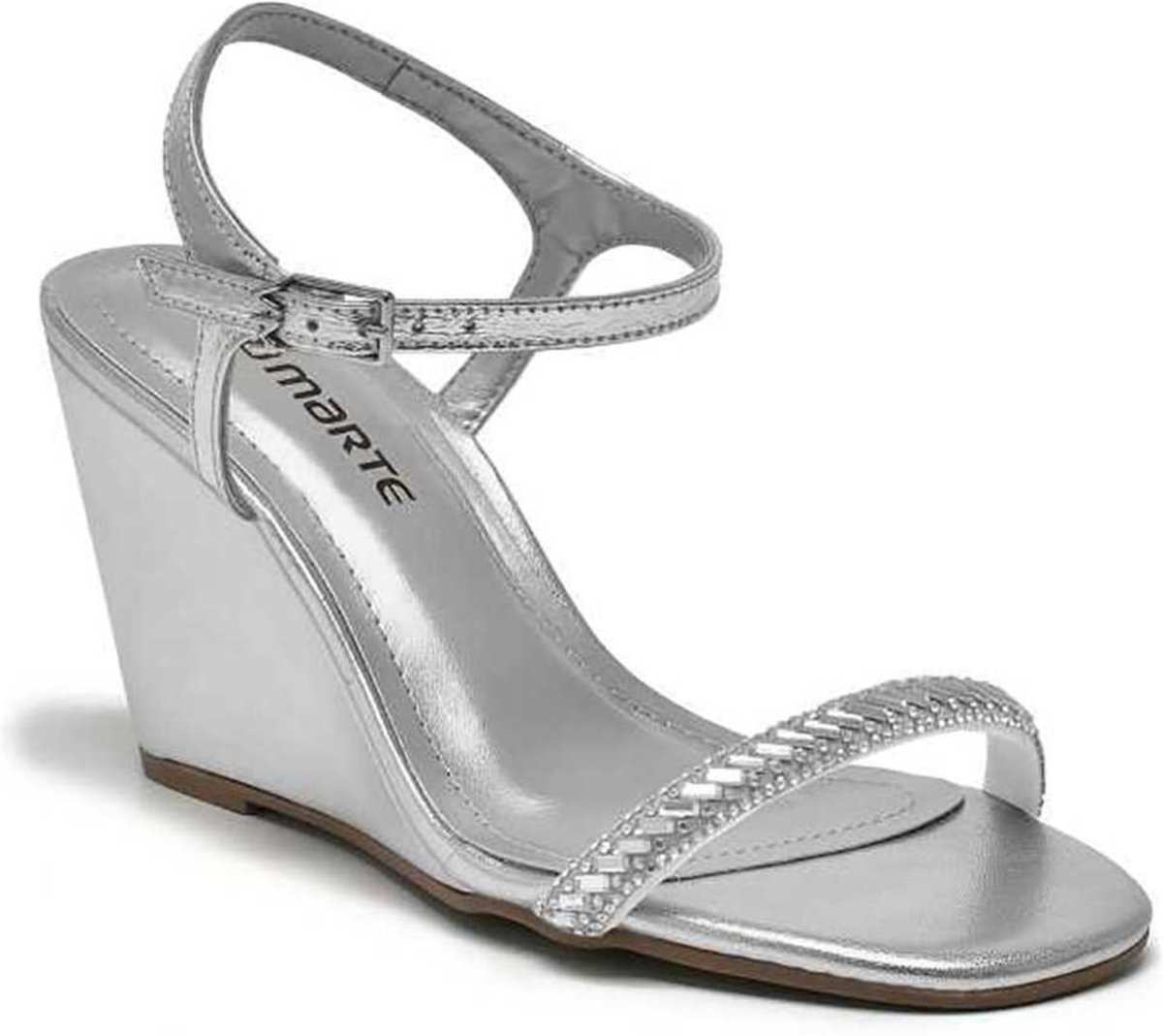 Imagem principal Sandália Feminina Via Marte Anabela Tiras Finas Com Brilho prata VIA MARTE prata