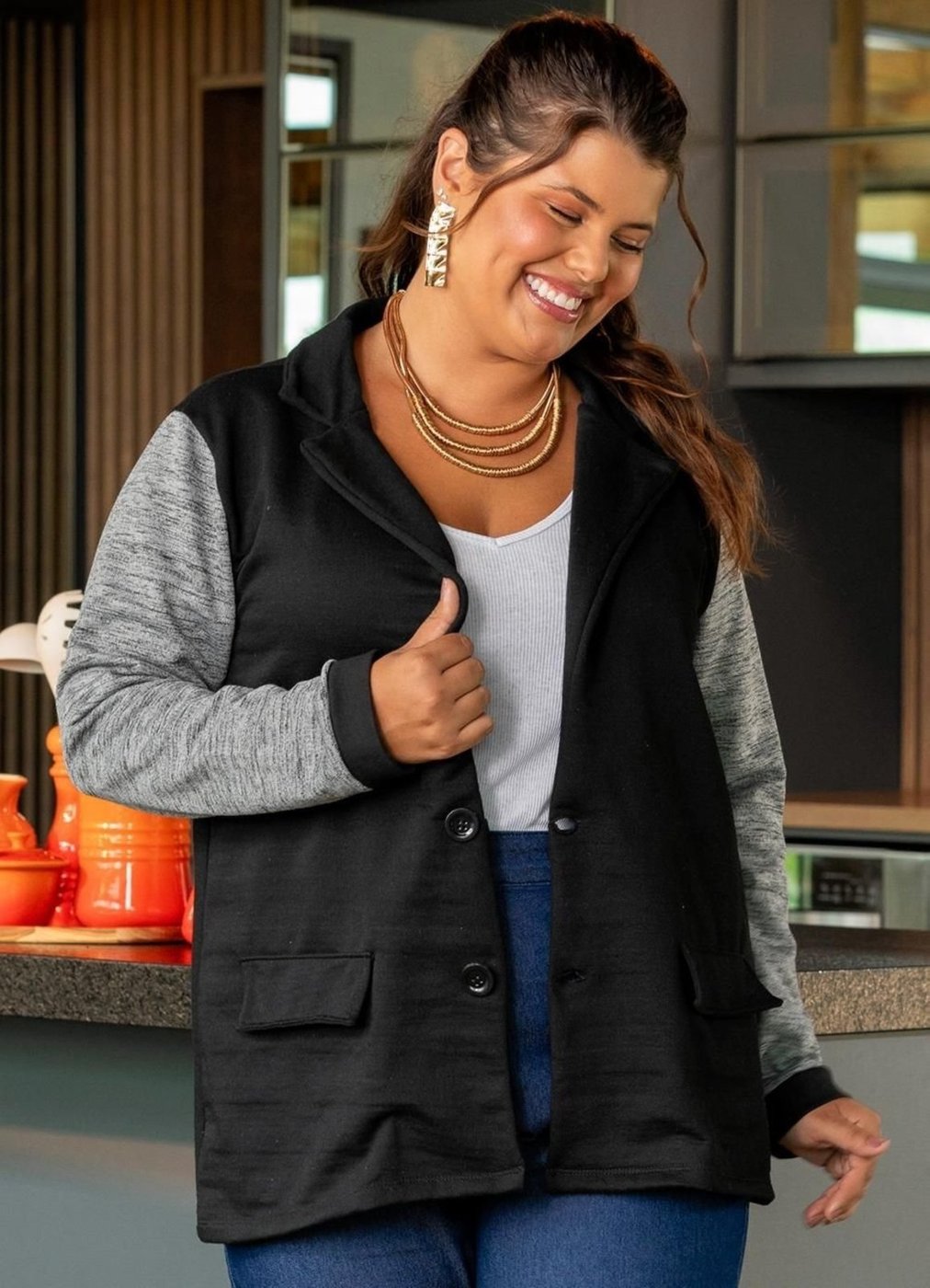 Imagem principal Blazer Em Moletinho Marguerite preto Marguerite preto