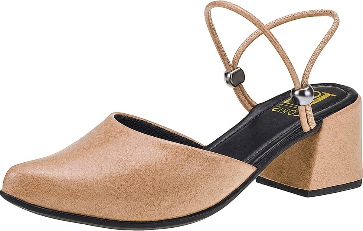Imagem principal Scarpin Lóris Shoes Feminino Mule Sapato Social 2 em 1 Bico Fino de Scarpin Salto Bloco Fashion 1138 Nude preto nude LÓRIS SHOES preto nude