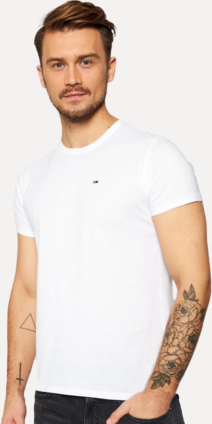 Imagem principal Camiseta Tommy Jeans Masculina Slim C-neck Logo Flag Branca branco Tommy Jeans branco