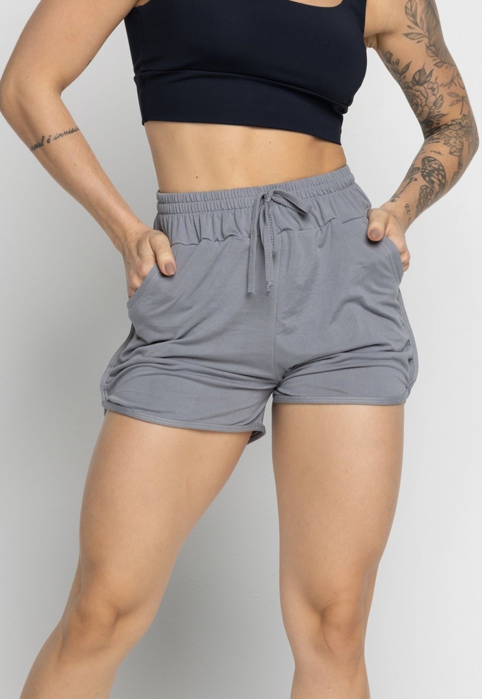 Imagem principal Short Vekyo Com Bolso Feminino Moda Praia Piscina Verão Fitness cinza VEKYO cinza