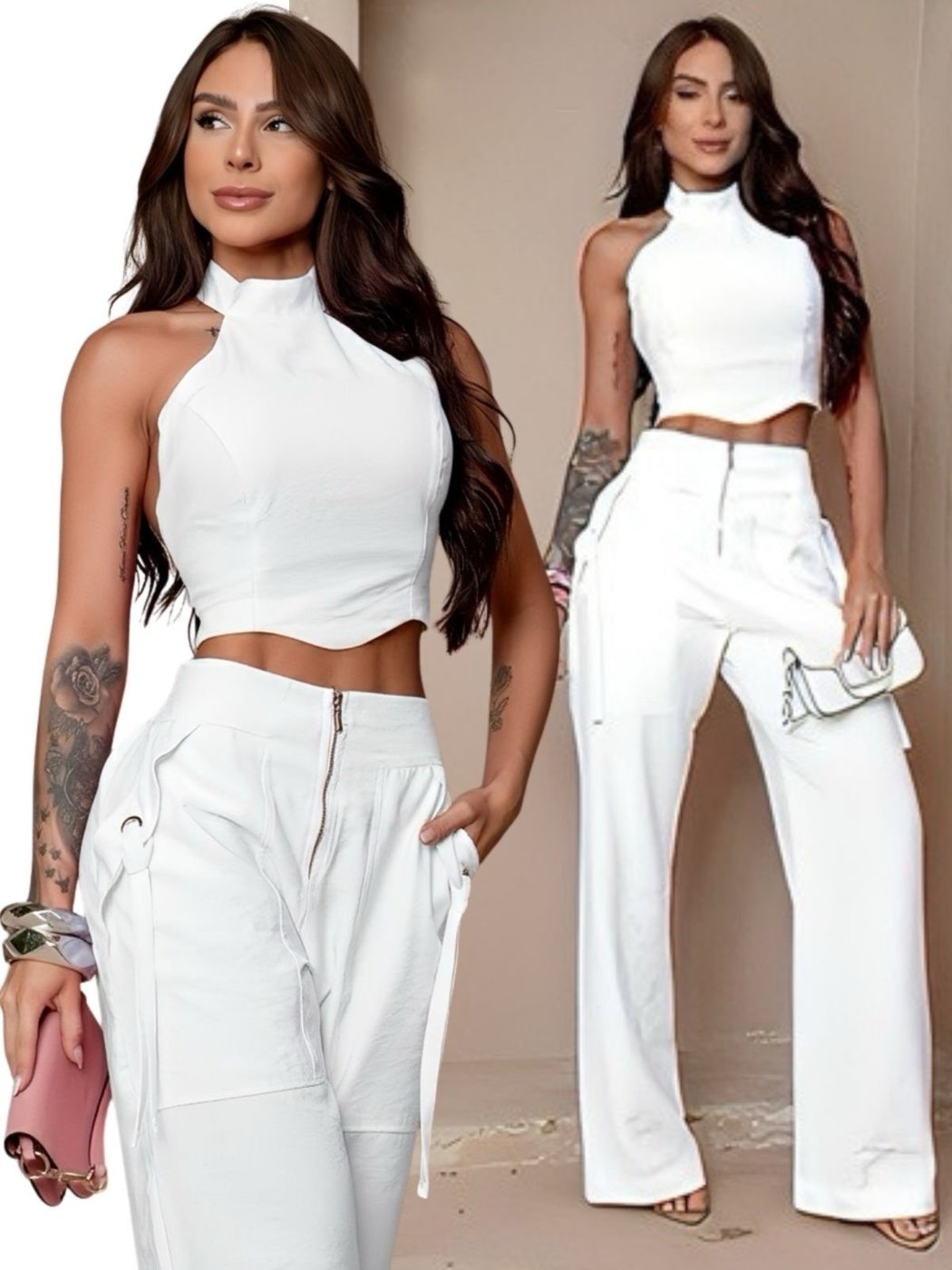Conjunto Divina Gata Cropped e Calça