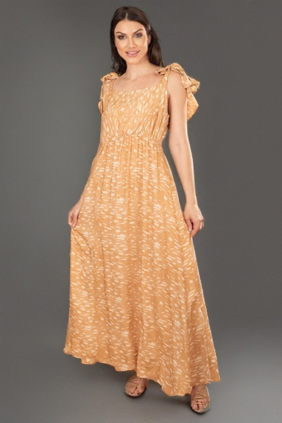 Vestido Longo Amazonia Vital Viscose com Amarração no Ombro Dunas Do Nordeste