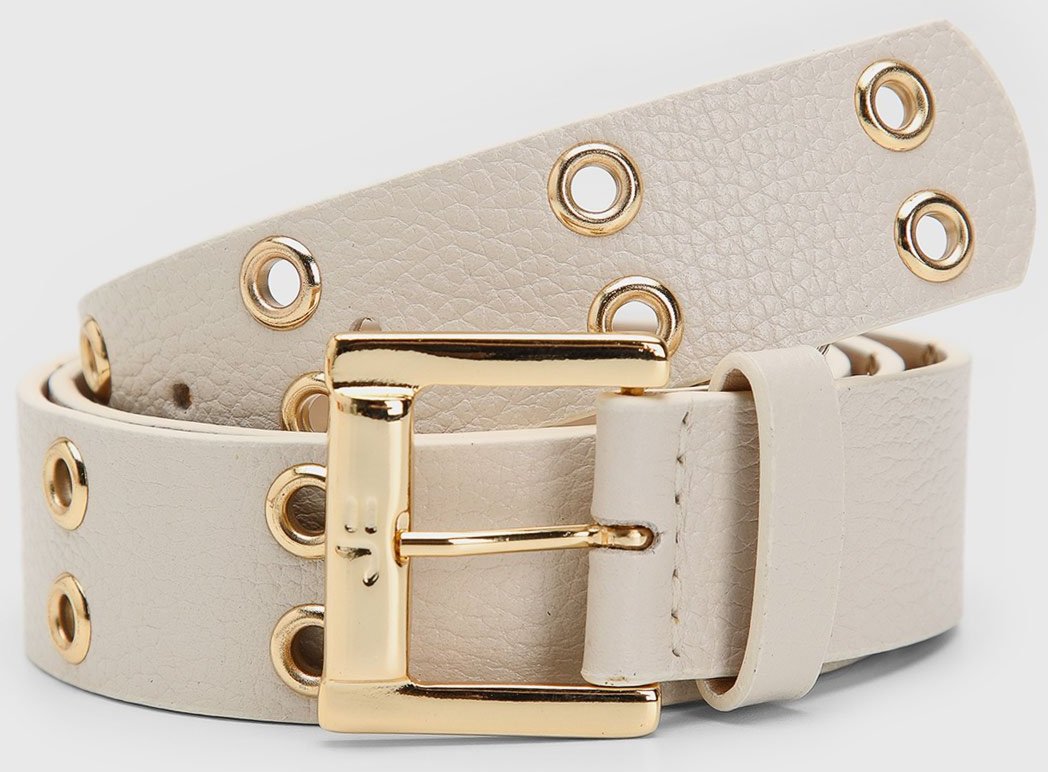 Cinto Feminino Jorge Bischoff Ilhós Dourado Off-White