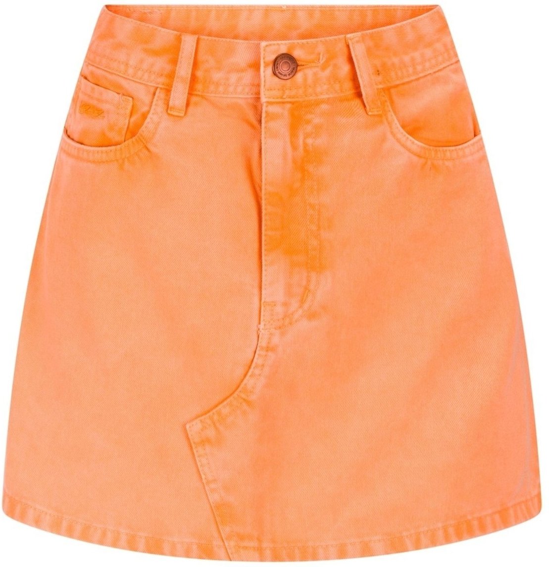 Saia Curta Sarja Cintura Alta com Bolsos