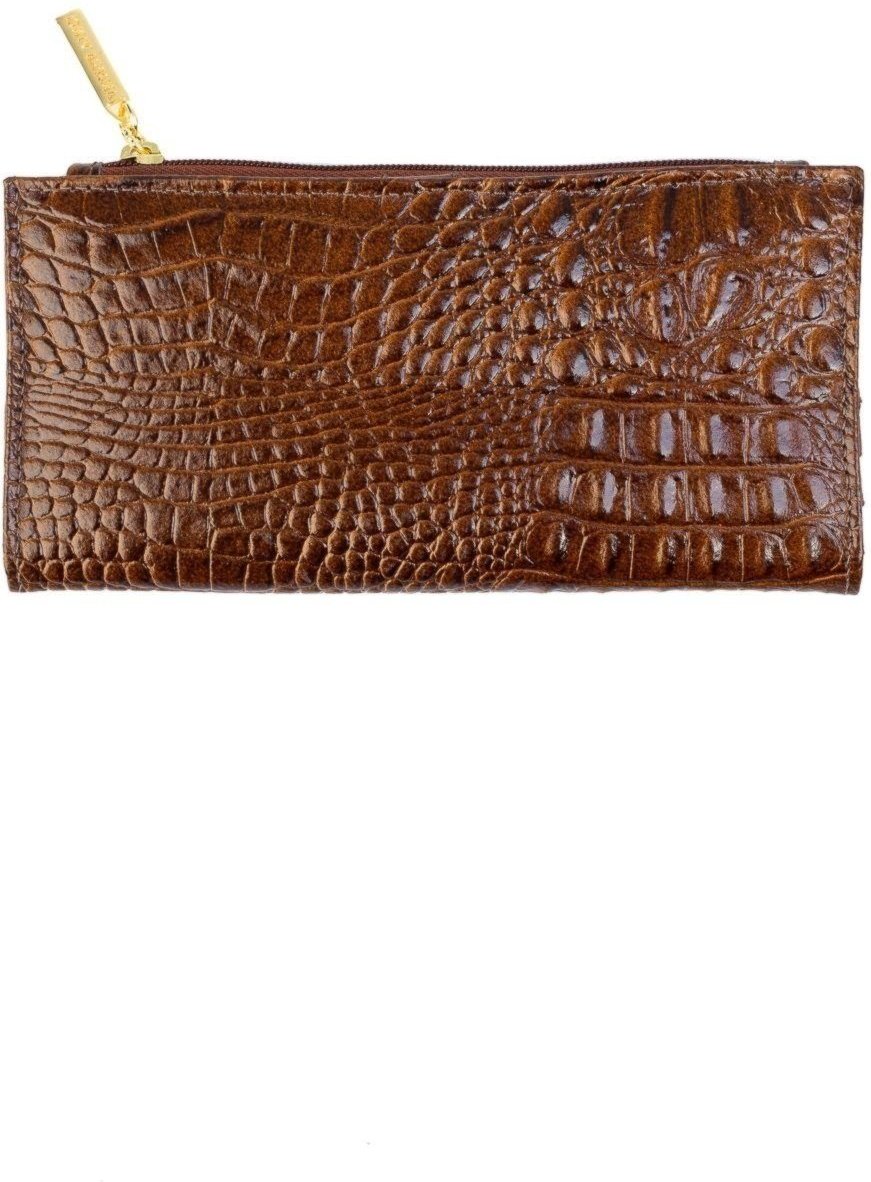 Imagem principal Carteira Andrea Vinci Feminina De Couro Croco Cléo 9,5x19cm - Whisky preto Andrea Vinci preto