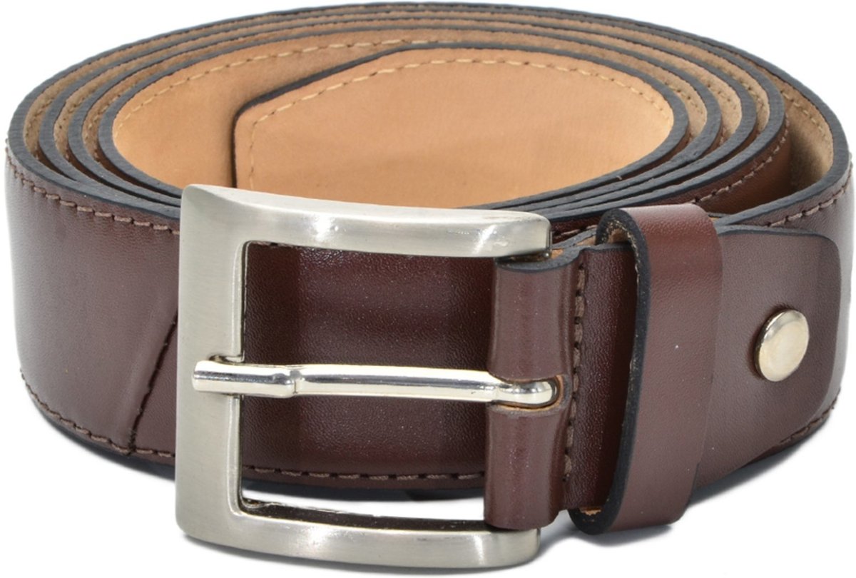 Imagem principal Cinto Couro Social Masculino Liso Fivela Metal Prata Versátil Casual Elegante FRANCA GRIFFE café FRANCA GRIFFE café