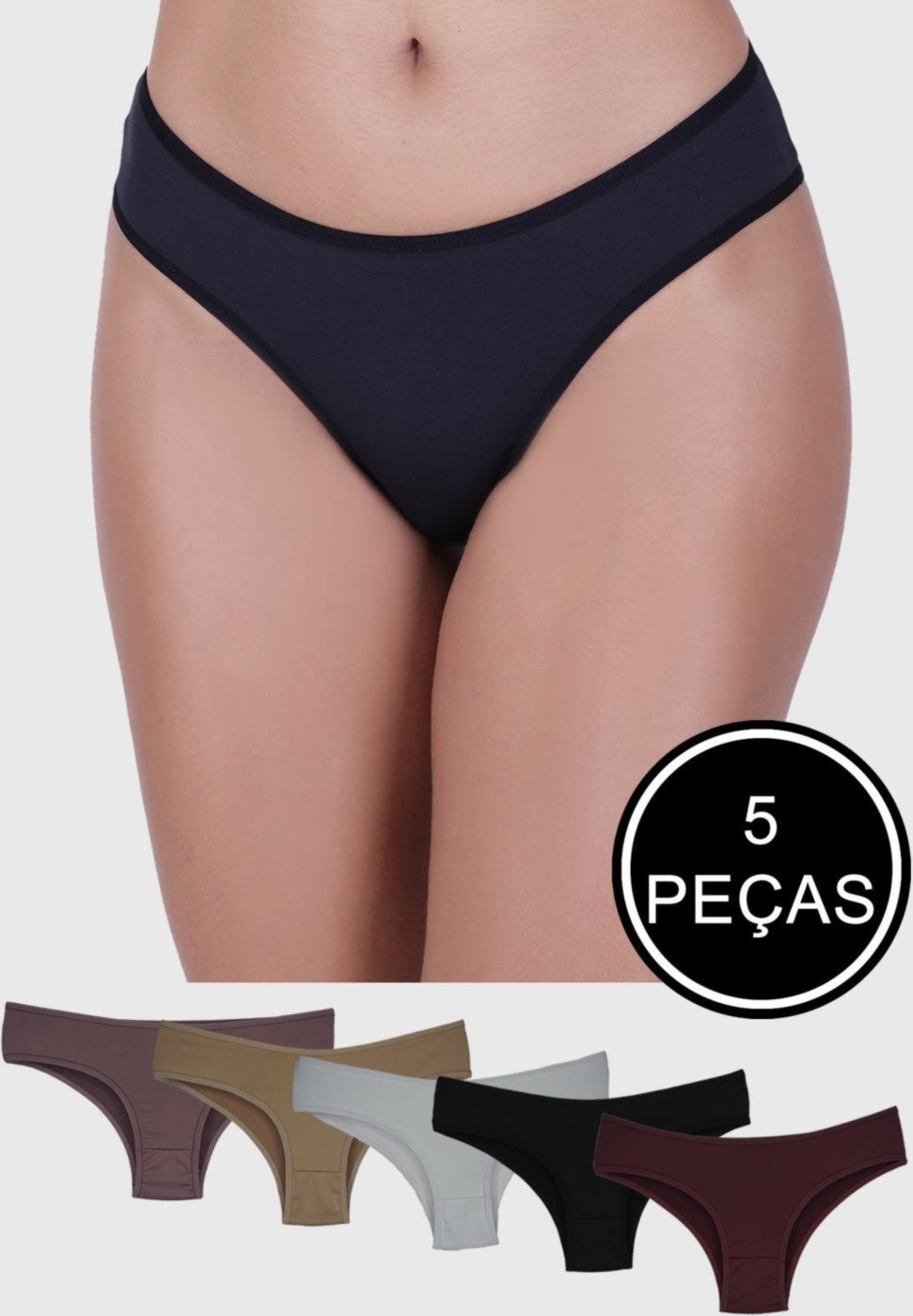 Imagem principal Kit Calcinha Tanga 5 Peças St Madame Multicolorido preto St Madame preto