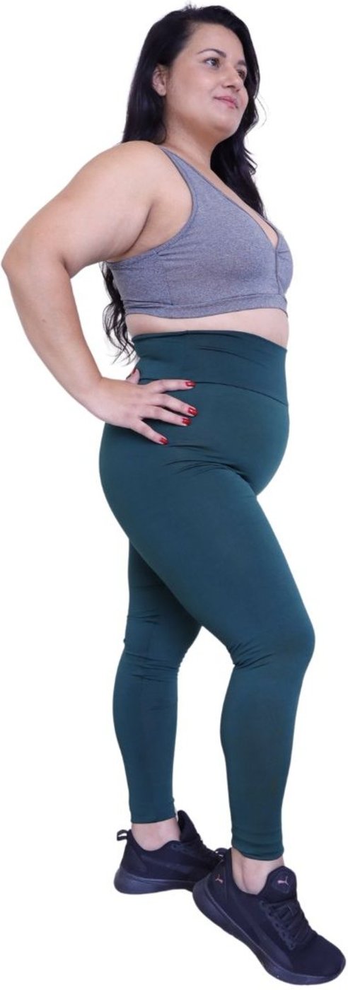 Calça Legging Plus Size Heide Ribeiro Corsário Fit Silver Verde Militar