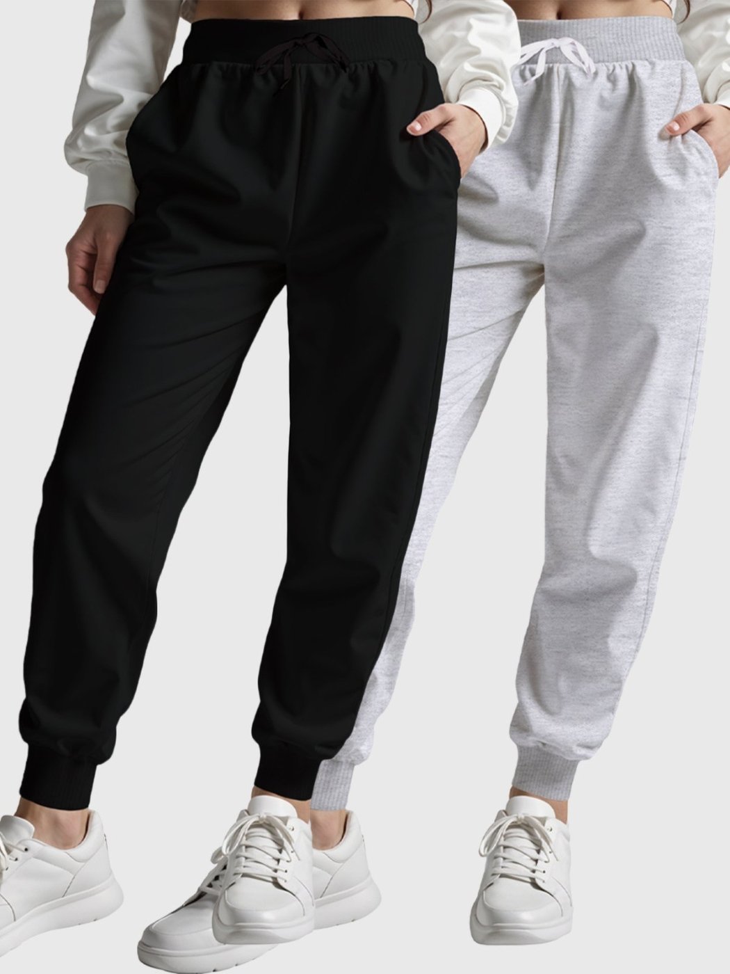 Kit 2 Calças Femininas Moletom Lisas Benellys Básicas Claro e