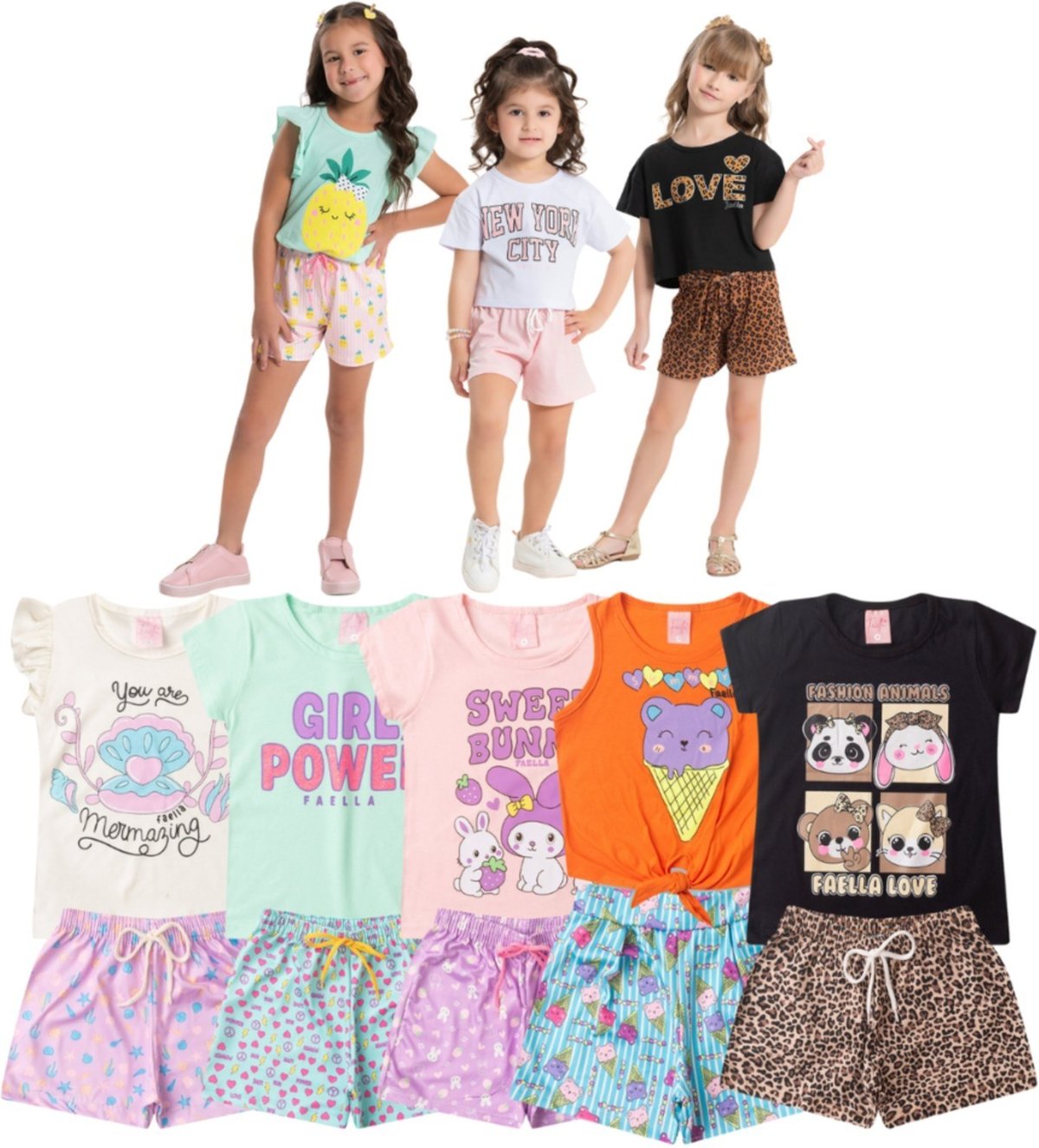 Imagem principal Infantil - Kit Conjunto Verão Menina Com 4 Conjuntos Sortidos Mega Kids unico Mega Kids unico