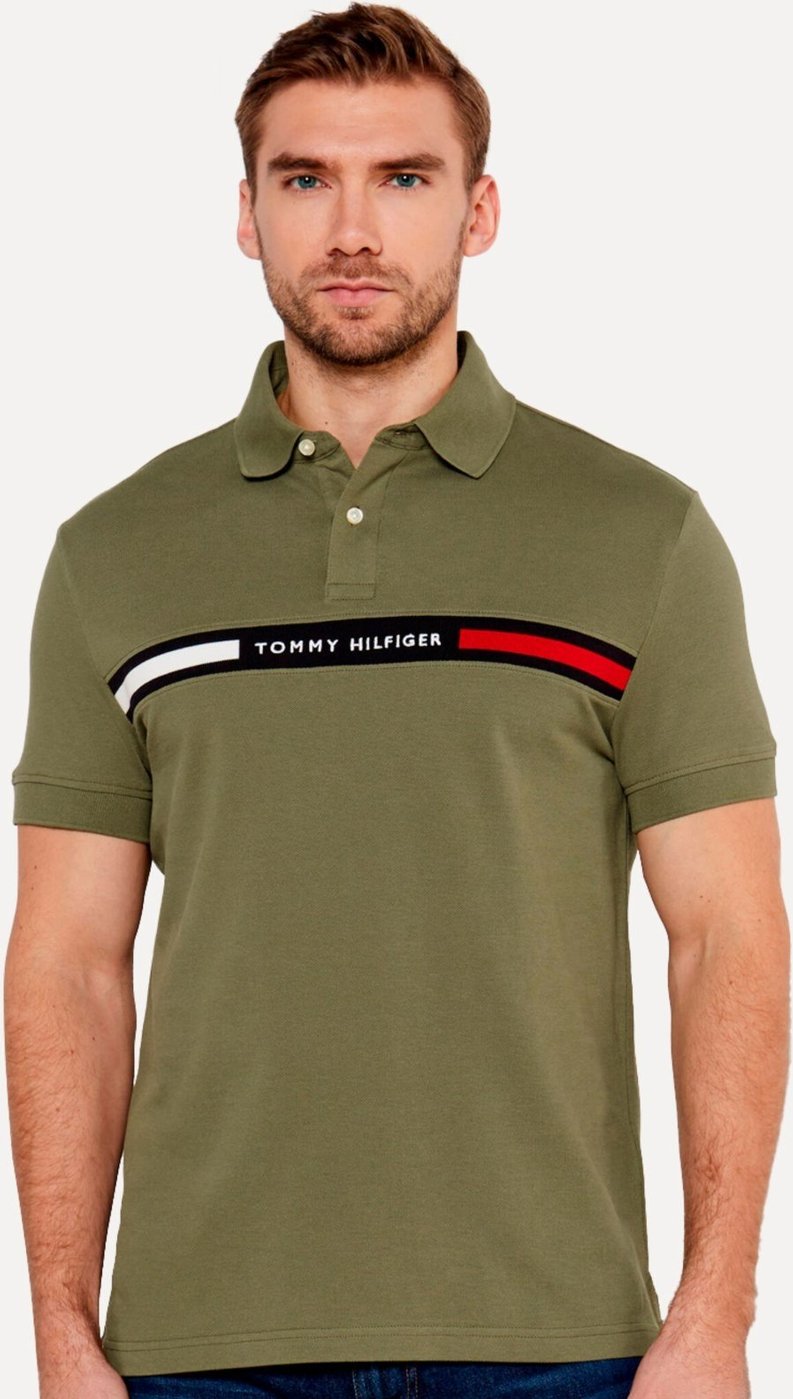 Imagem principal Polo Tommy Hilfiger Masculina Regular Chest Insert Logo verde militar Tommy Hilfiger verde militar