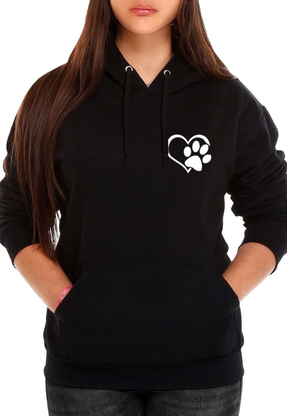 Imagem principal Blusa de Frio Moletom Flanelado Amor de Patas Feminino Canguru Benellys preto Benellys preto