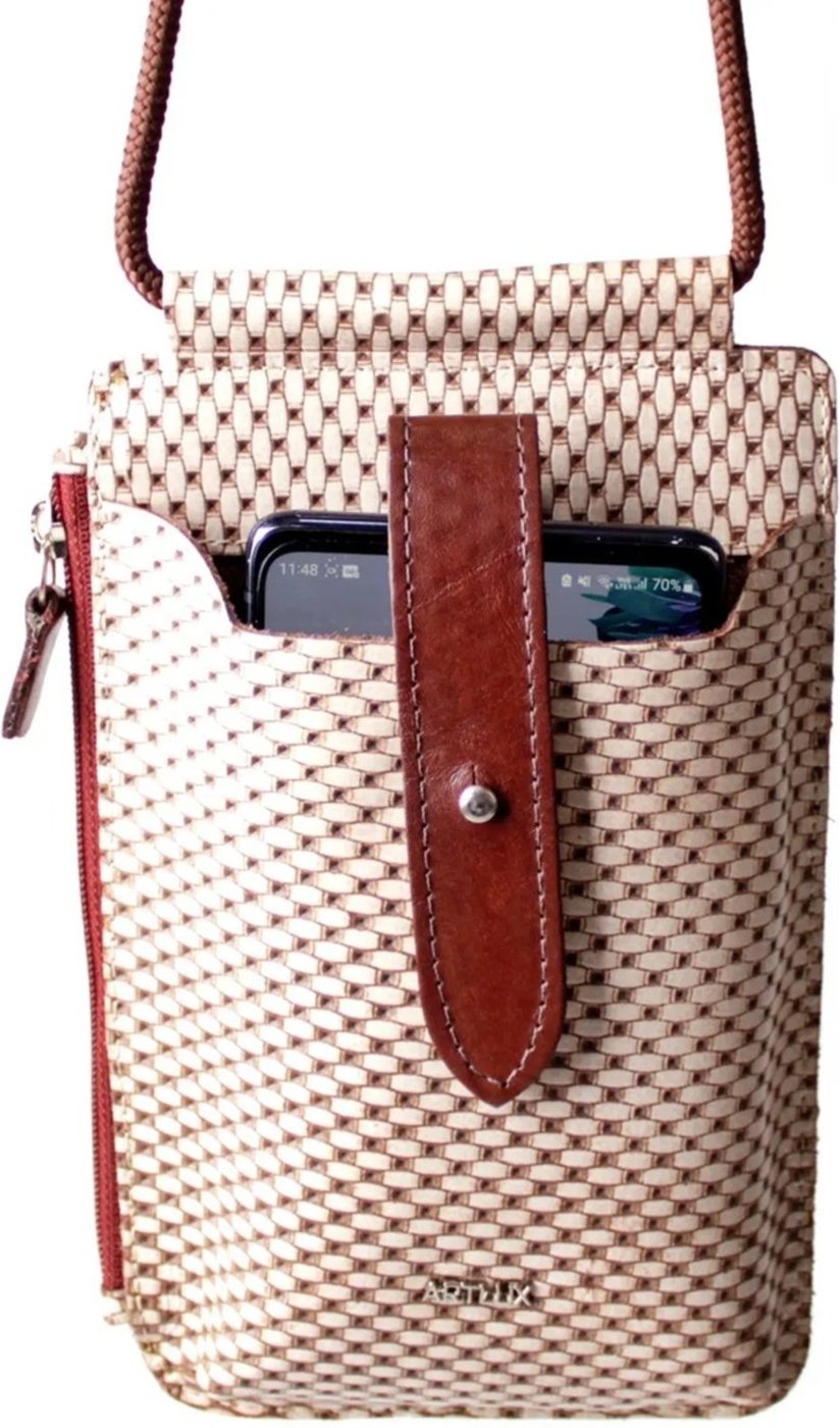 Bolsa Transversal para Celular em Couro Artlux 9056 - CAFE COM