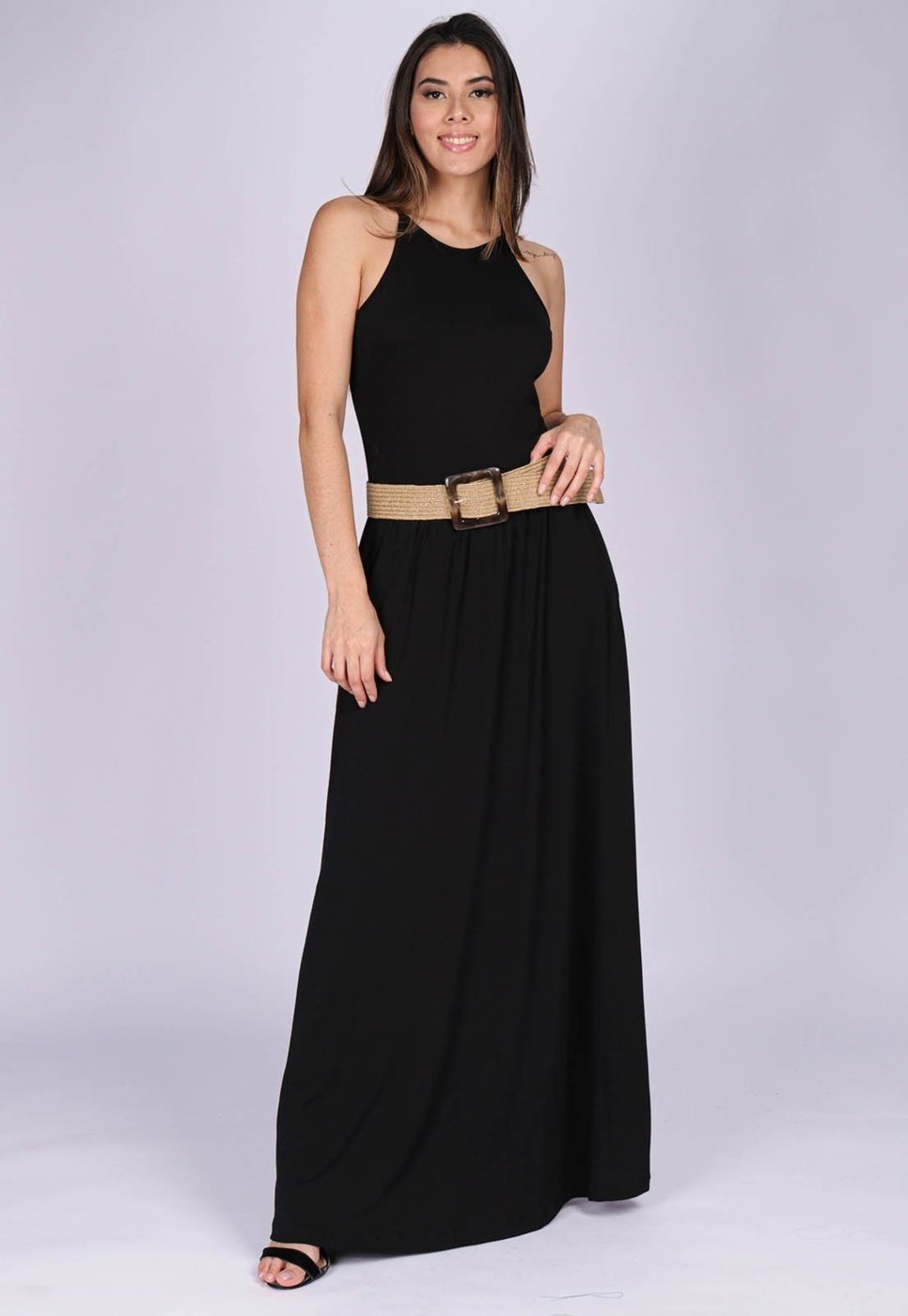 Imagem principal Vestido Longo Malha Trapézio com Bolso Jennifer preto preto