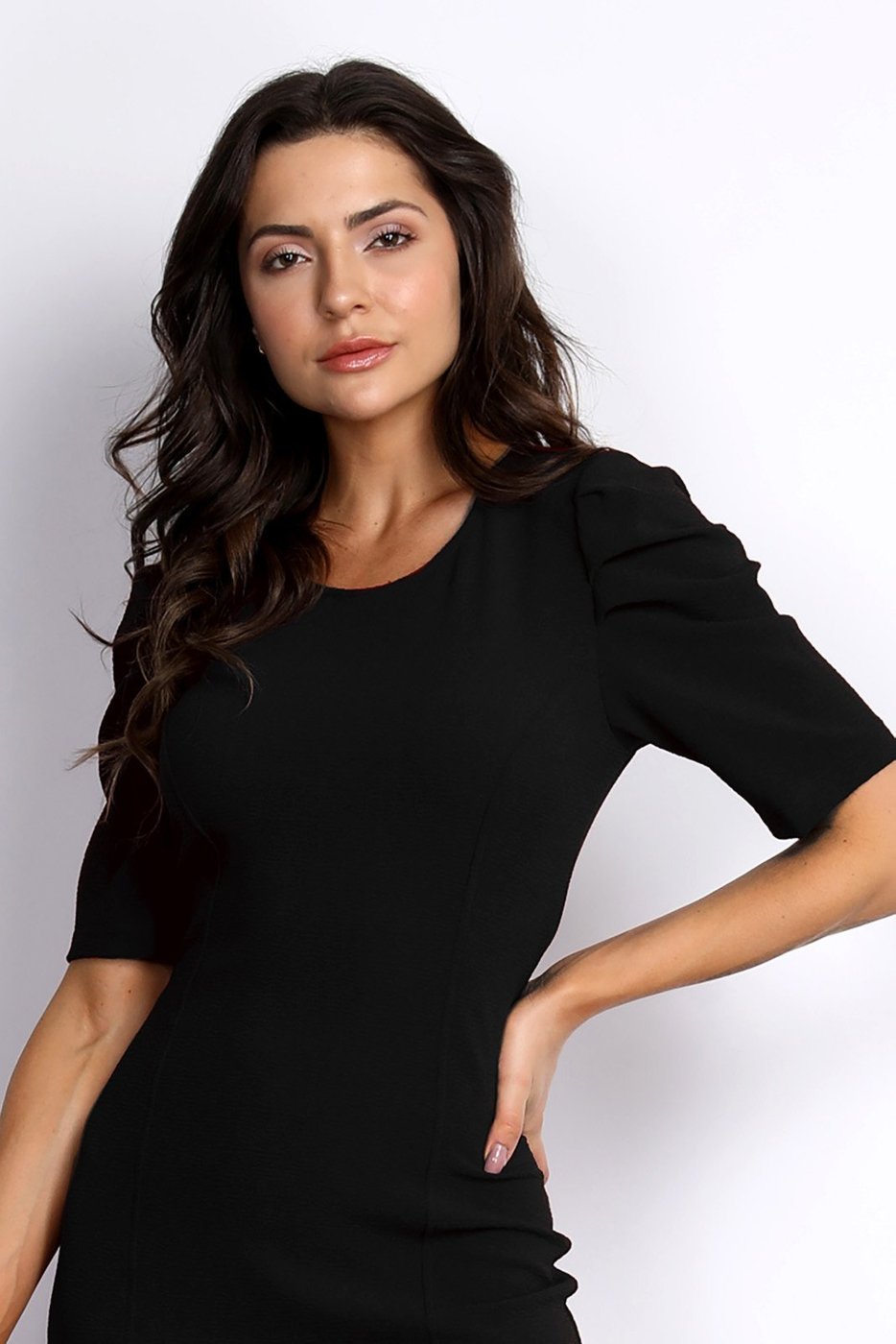 Vestido PKS Social Curto Manga Bufante