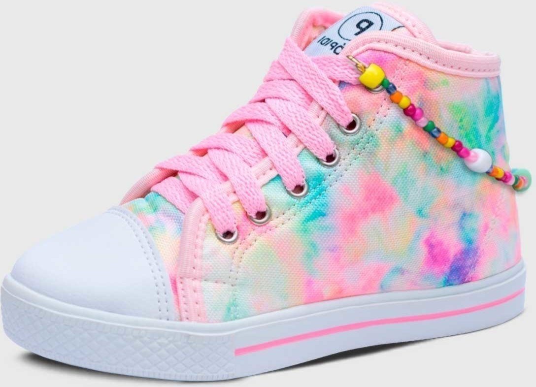 Infantil - Tenis Pop Star Feminino Popidi Menina Cano Alto Tie Dye e Pulseira