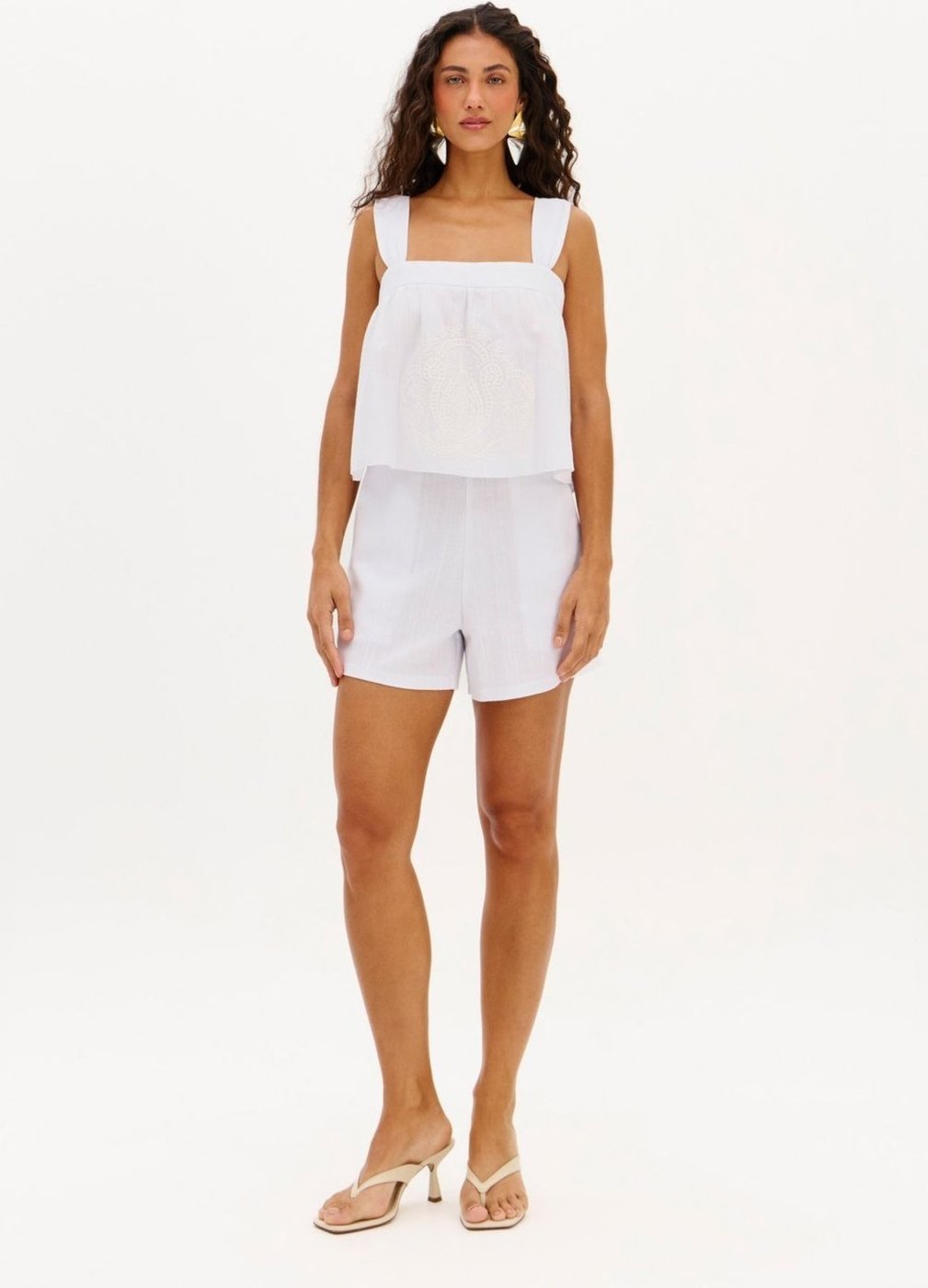 Short Cintura Alta Com Linho