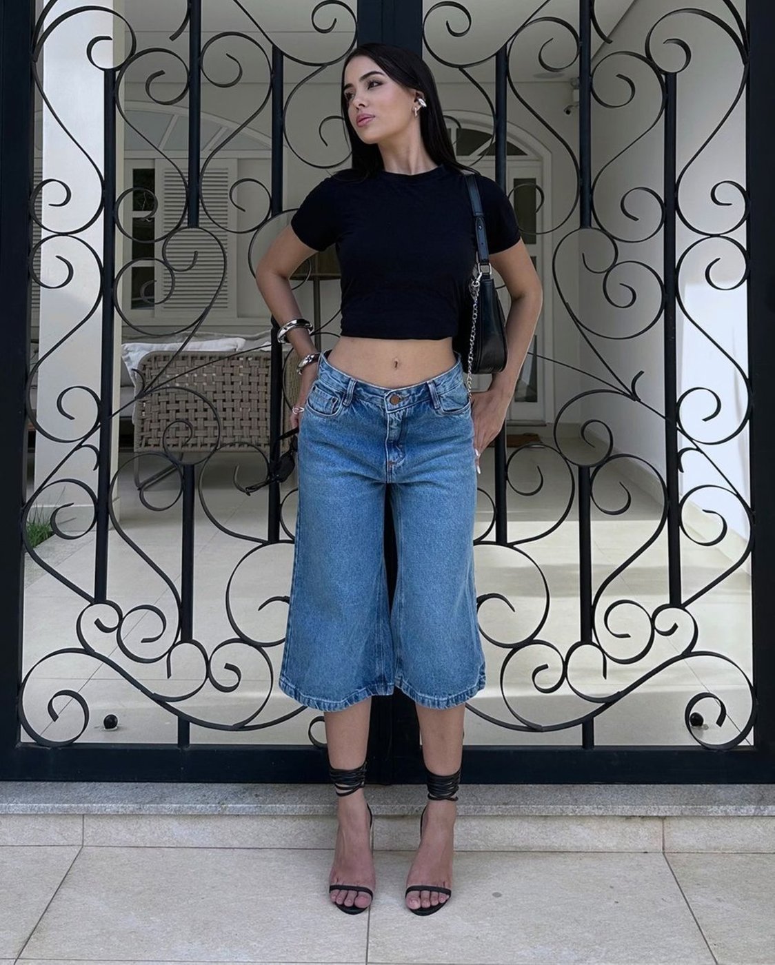 Jorts 25 Feminino Cintura Alta 25119 Sky Médio