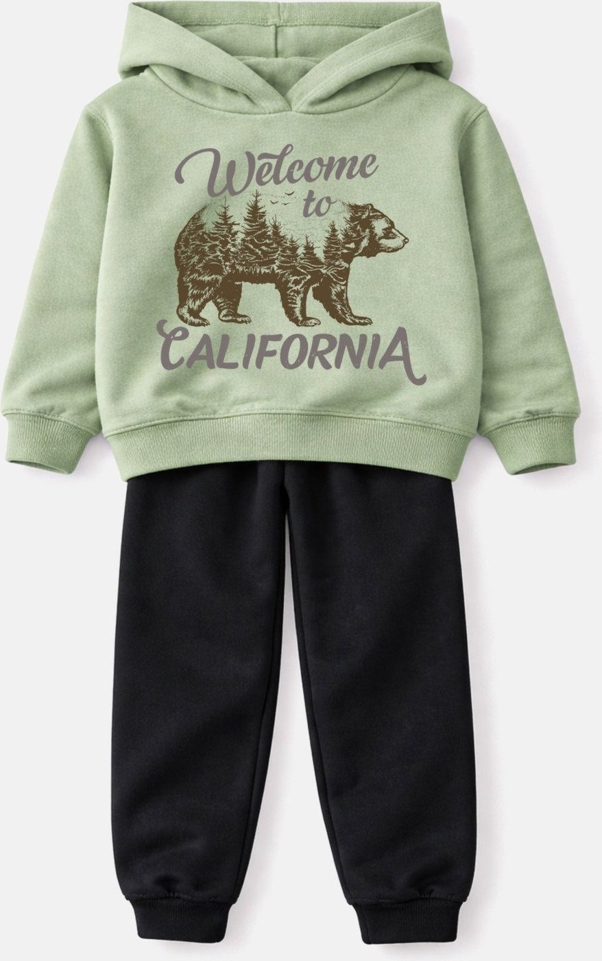 Imagem principal Infantil - Conjunto Moletom Peluciado Welcome to California Babei no Look verde Babei no Look verde
