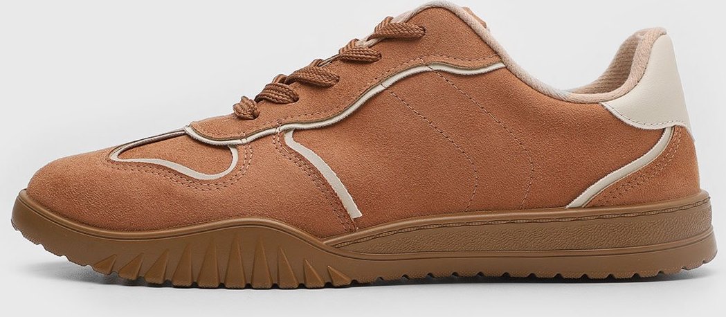 Tênis Feminino Moleca Cadarço Caramelo e Off-White
