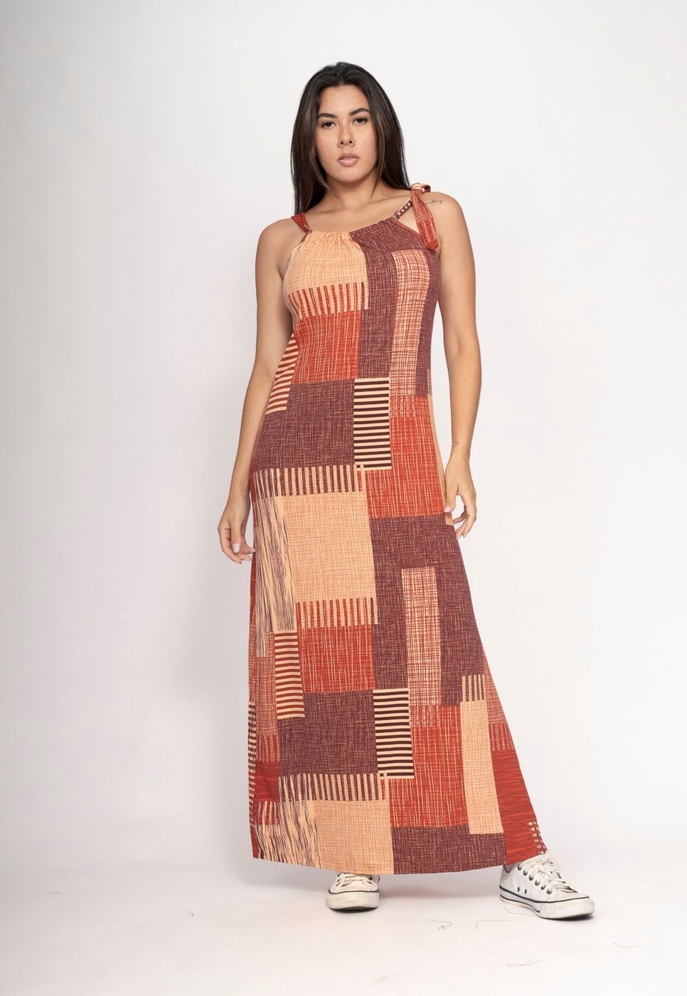 Vestido Amaoznia Vital Capotira Longo Malha Alça Ajustável Tramas do Sol