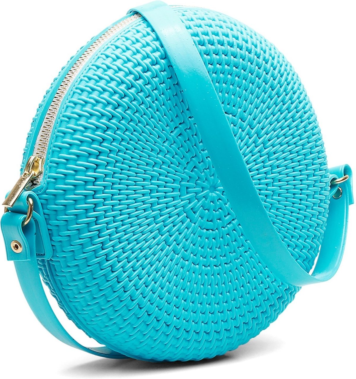 Bolsa Transversal Tiracolo Feminina Redonda Casual Pvc Turquesa