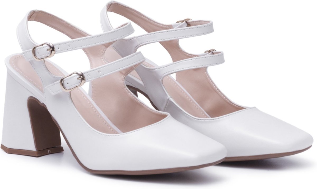 Imagem principal Scarpin Feminino Salto Grosso Em Napa Off White 183130 branco white branco white