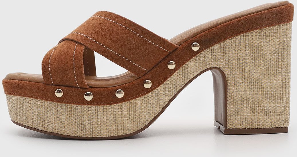 Sandália Feminina cê Salto Bloco Tiras Cruzadas