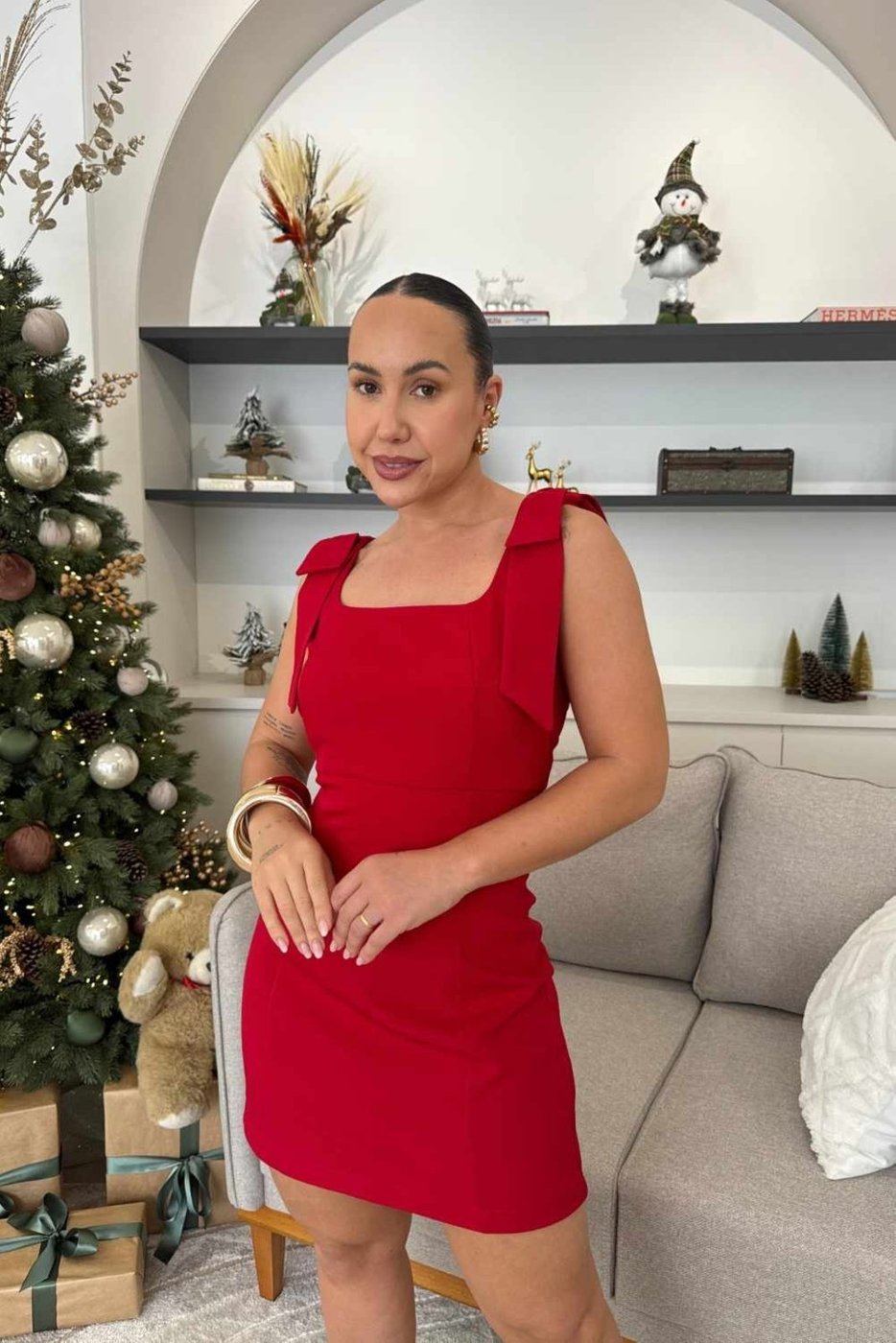 Imagem principal Macaquinho Vanibele Laços vermelho Vanibele vermelho