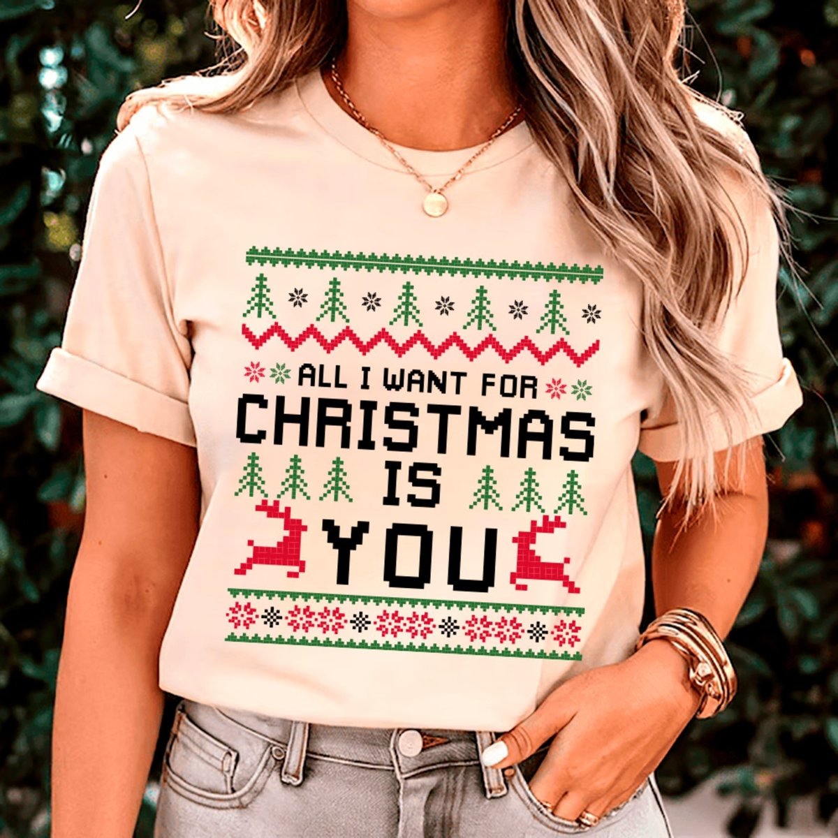 Imagem principal Camiseta Ousy Oversized Estampa Natalina All I Want For Christmas Unissex Off White off-white white ousy off-white white