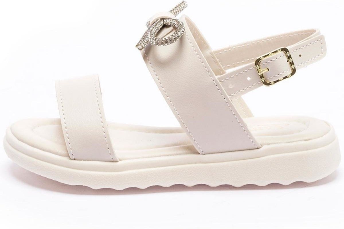 Infantil - Sandália Feminina Tininha Menina Laço Strass Off White