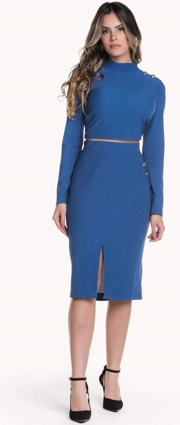 Imagem principal CONJUNTO FEMININO BLUSA E SAIA COM BOTÕES Art Livre preto Art Livre preto