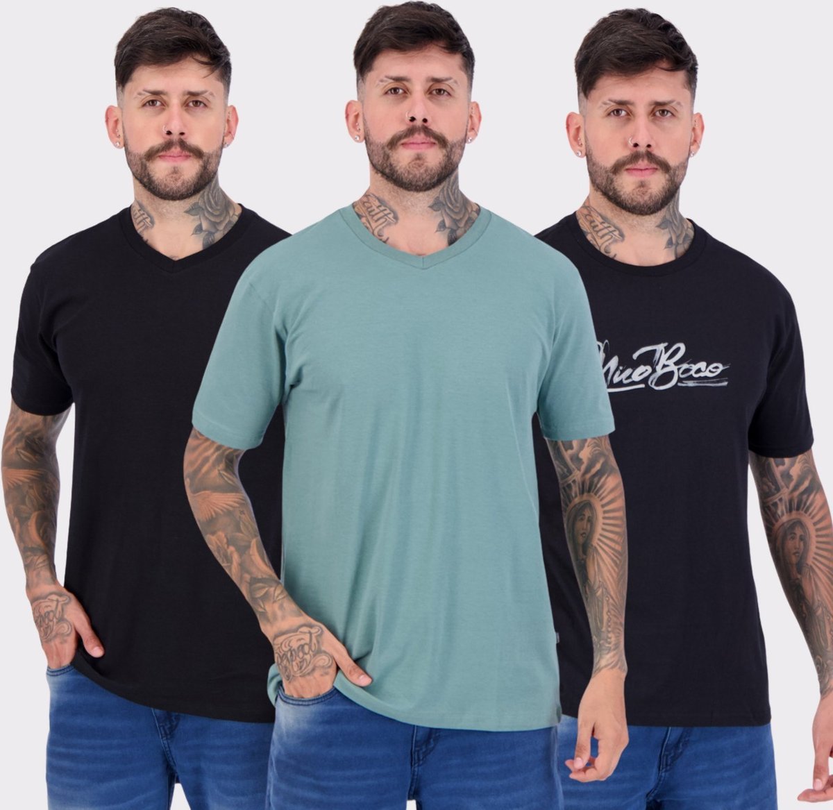 Kit 03 Camisetas Nicoboco Preta e Verde