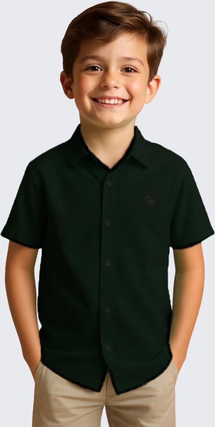 Infantil - Camisa Social Masculina Manga Curta Daze Modas Preto
