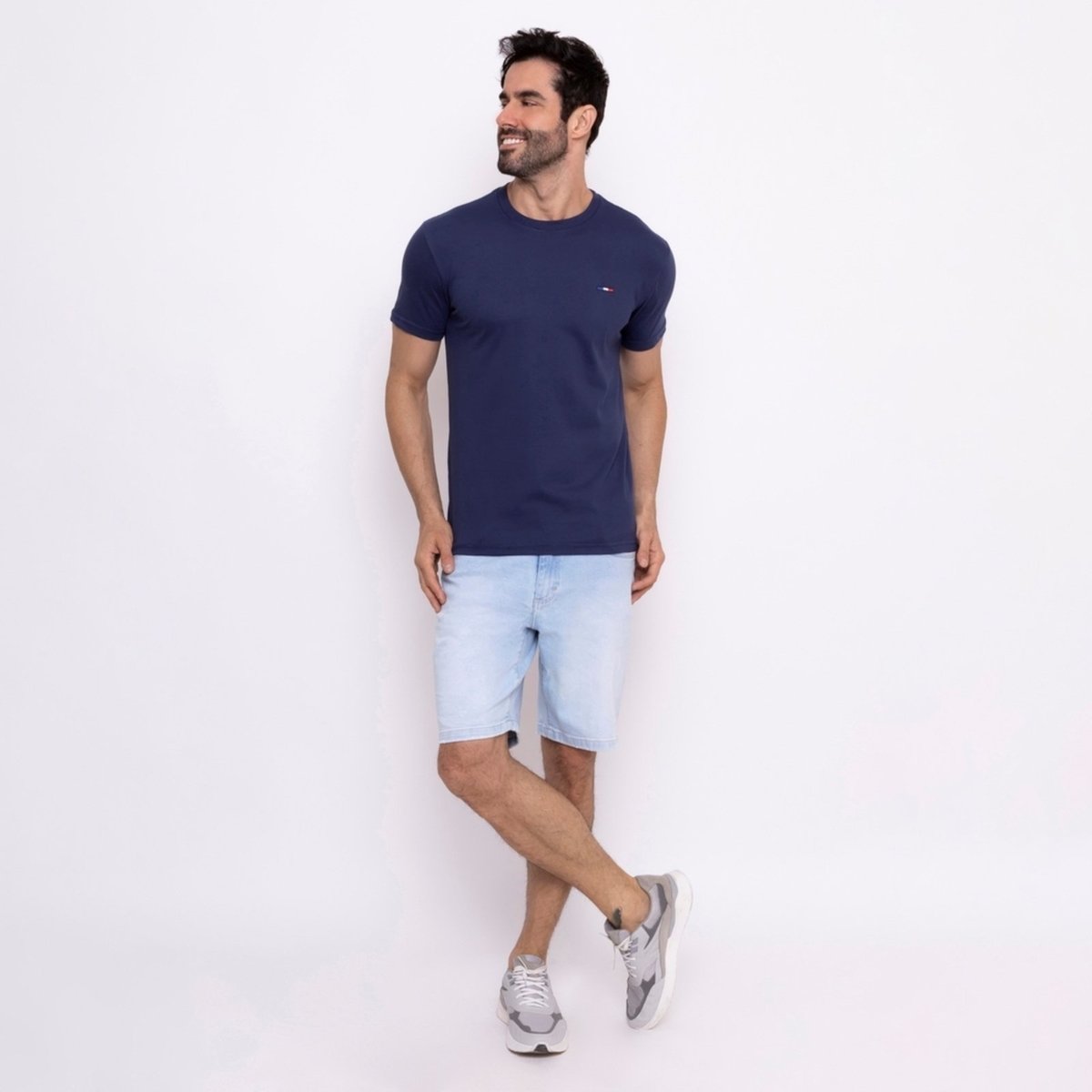 Imagem principal Camisetas Industrie Básicas Masculina em Algodão Premium no Estilo Tommy Bordado França Marinho azul Industrie azul